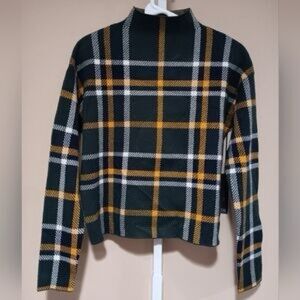 Tahari Turtleneck Sweater - Green and Yellow Plaid